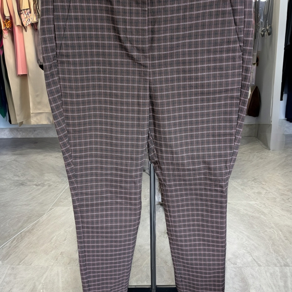 Loft Petite Brown/Black/Cream Checkered Pants